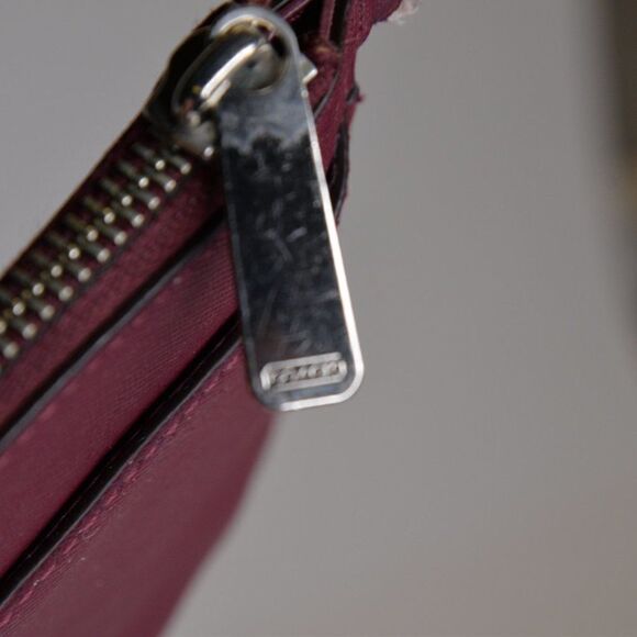 Coach Maroon Mulberry Leather Zip Clutch/Wristlet - Picture 7 of 8